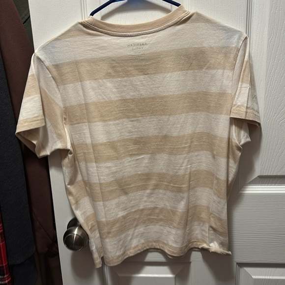 American Eagle Beige Striped T-Shirt - Picture 3 of 3